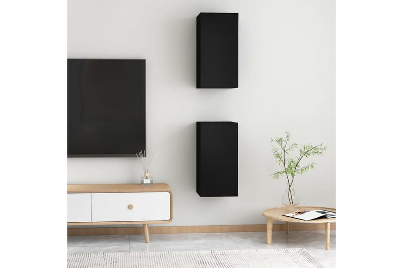 TV-skåp 2 st svart 30,5x30x60 cm spånskiva - Svart - Möbler - Tv möbel & mediamöbel - TV bänk & mediabänk