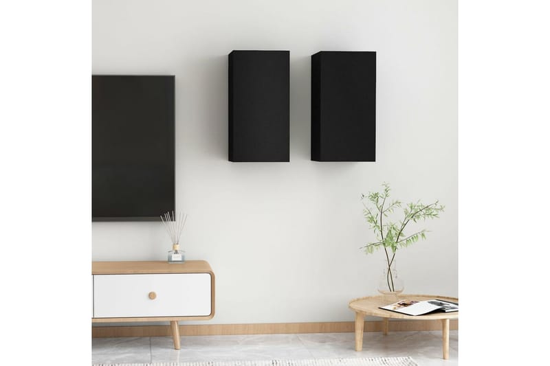TV-skåp 2 st svart 30,5x30x60 cm spånskiva - Svart - Möbler - Tv möbel & mediamöbel - TV bänk & mediabänk