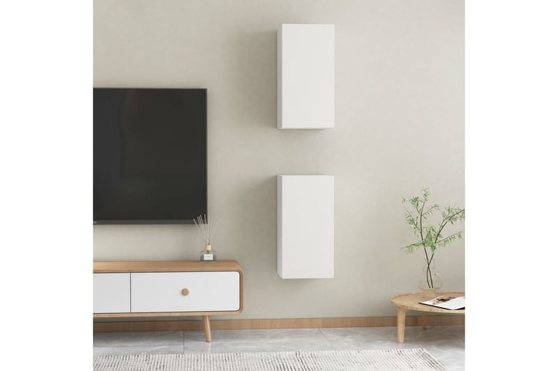 TV-skåp 2 st vit 30,5x30x60 cm spånskiva - Vit - Möbler - Tv möbel & mediamöbel - TV bänk & mediabänk