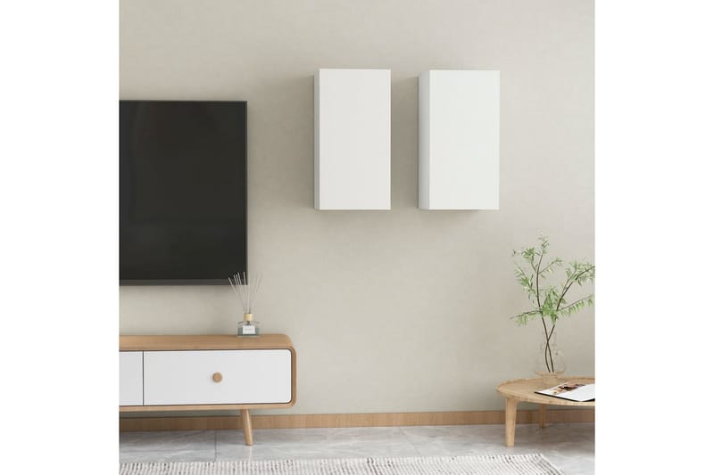 TV-skåp 2 st vit 30,5x30x60 cm spånskiva - Vit - Möbler - Tv möbel & mediamöbel - TV bänk & mediabänk