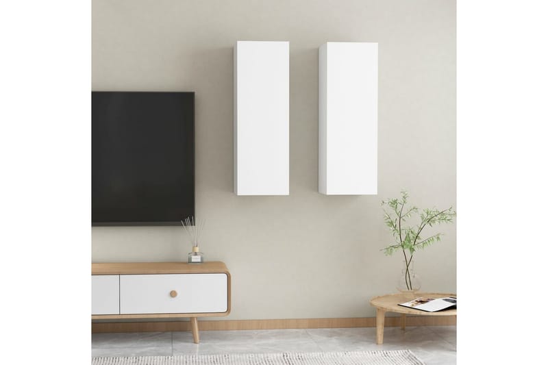 TV-skåp 2 st vit 30,5x30x90 cm spånskiva - Vit - Möbler - Tv möbel & mediamöbel - TV bänk & mediabänk