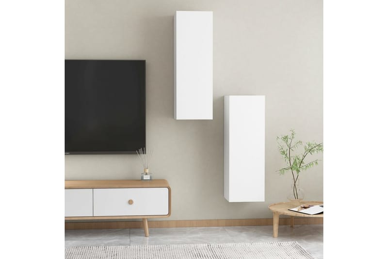 TV-skåp 2 st vit 30,5x30x90 cm spånskiva - Vit - Möbler - Tv möbel & mediamöbel - TV bänk & mediabänk