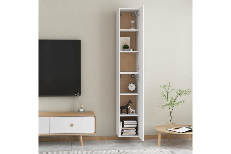 TV-skåp 2 st vit 30,5x30x90 cm spånskiva - Vit - Möbler - Tv möbel & mediamöbel - TV bänk & mediabänk