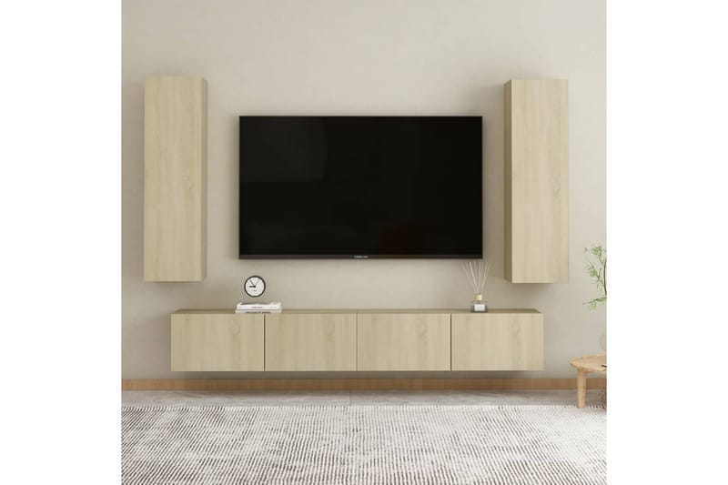 TV-skåp sonoma-ek 30,5x30x110 cm spånskiva - Brun - Möbler - Tv möbel & mediamöbel - TV bänk & mediabänk