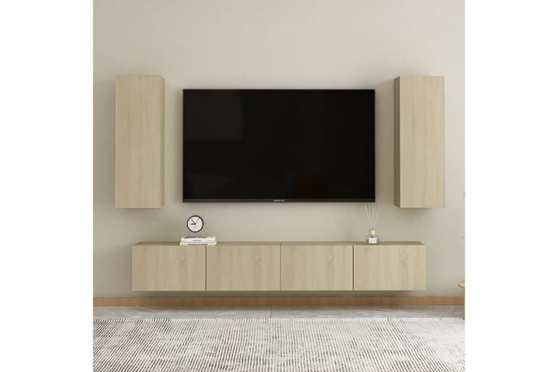 TV-skåp sonoma-ek 30,5x30x90 cm spånskiva - Brun - TV bänk & mediabänk