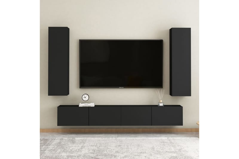 TV-skåp svart 30,5x30x110 cm spånskiva - Svart - Möbler - Tv möbel & mediamöbel - TV bänk & mediabänk