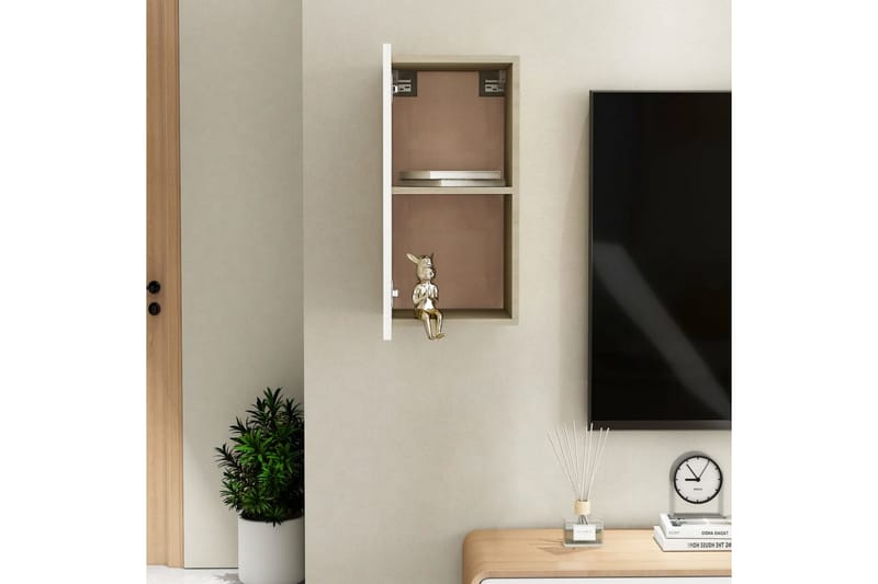 TV-skåp vit och sonoma-ek 30,5x30x60 cm spånskiva - Vit - Möbler - Tv möbel & mediamöbel - TV bänk & mediabänk