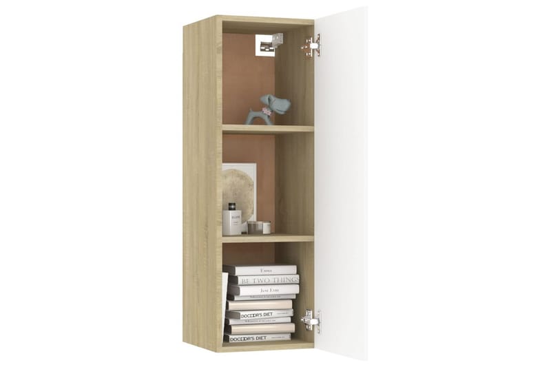 TV-skåp vit och sonoma-ek 30,5x30x90 cm spånskiva - Vit - Möbler - Tv möbel & mediamöbel - TV bänk & mediabänk