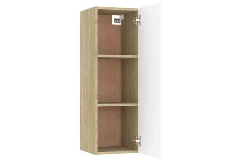 TV-skåp vit och sonoma-ek 30,5x30x90 cm spånskiva - Vit - Möbler - Tv möbel & mediamöbel - TV bänk & mediabänk