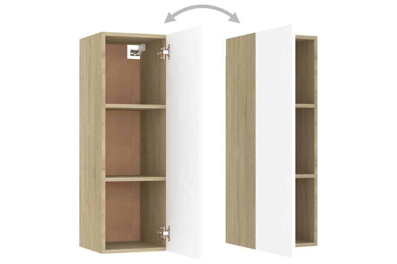 TV-skåp vit och sonoma-ek 30,5x30x90 cm spånskiva - Vit - Möbler - Tv möbel & mediamöbel - TV bänk & mediabänk
