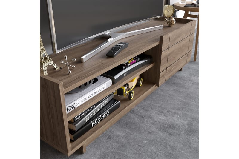Ulica Tv-bänk 140 cm Dörr + 3 Hyllor - Mörkbrun - Möbler - Tv möbel & mediamöbel - TV bänk & mediabänk