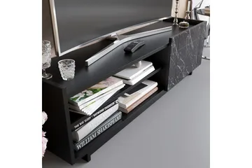 Ulica Tv-bänk 140 cm Dörr + 3 Hyllor - Svart - Möbler - Tv möbel & mediamöbel - TV bänk & mediabänk