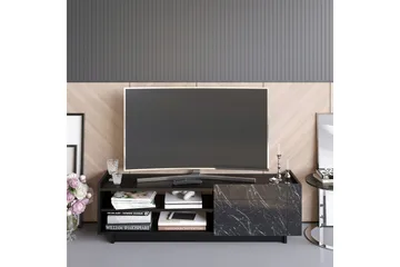 Ulica Tv-bänk 140 cm Dörr + 3 Hyllor - Svart - Möbler - Tv möbel & mediamöbel - TV bänk & mediabänk