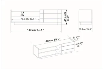 Ulica Tv-bänk 140 cm Dörr + 3 Hyllor - Svart - Möbler - Tv möbel & mediamöbel - TV bänk & mediabänk