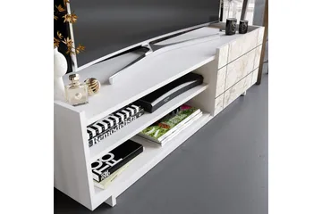Ulica Tv-bänk 140 cm Dörr + 3 Hyllor - Vit - Möbler - Tv möbel & mediamöbel - TV bänk & mediabänk
