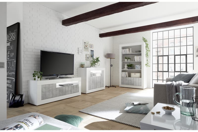 Urbino TV-bänk 138 cm - Grå/Vit - Möbler - Tv möbel & mediamöbel - TV bänk & mediabänk
