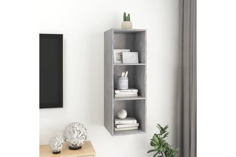 Väggmonterad tv-bänk betonggrå 37x37x107 cm spånskiva - Grå - Möbler - Tv möbel & mediamöbel - TV bänk & mediabänk