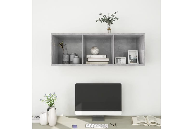 Väggmonterad tv-bänk betonggrå 37x37x107 cm spånskiva - Grå - Möbler - Tv möbel & mediamöbel - TV bänk & mediabänk
