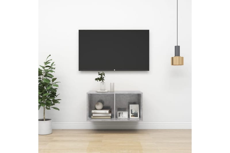Väggmonterad tv-bänk betonggrå 37x37x72 cm spånskiva - Grå - Möbler - Tv möbel & mediamöbel - TV bänk & mediabänk