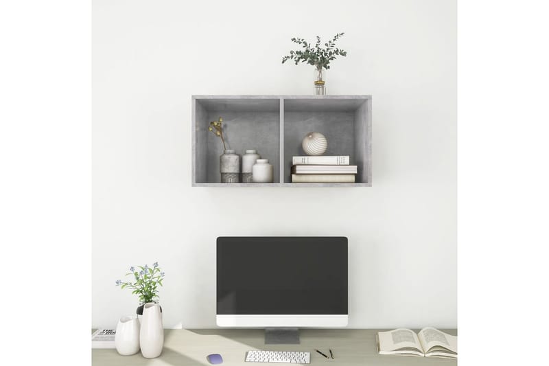 Väggmonterad tv-bänk betonggrå 37x37x72 cm spånskiva - Grå - Möbler - Tv möbel & mediamöbel - TV bänk & mediabänk