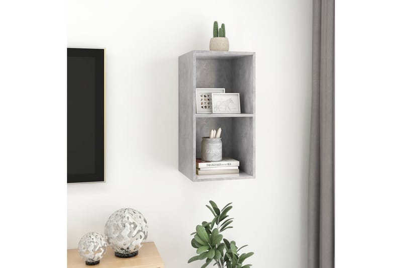 Väggmonterad tv-bänk betonggrå 37x37x72 cm spånskiva - Grå - Möbler - Tv möbel & mediamöbel - TV bänk & mediabänk