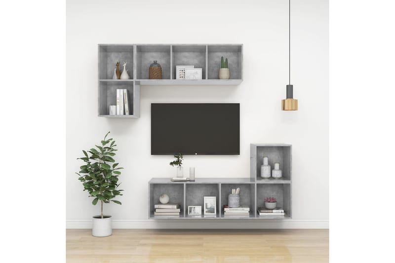 Väggmonterad tv-bänk betonggrå 37x37x72 cm spånskiva - Grå - Möbler - Tv möbel & mediamöbel - TV bänk & mediabänk