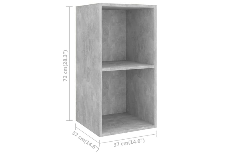 Väggmonterad tv-bänk betonggrå 37x37x72 cm spånskiva - Grå - Möbler - Tv möbel & mediamöbel - TV bänk & mediabänk