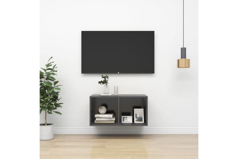 Väggmonterad tv-bänk grå 37x37x72 cm spånskiva - Grå - Möbler - Tv möbel & mediamöbel - TV bänk & mediabänk