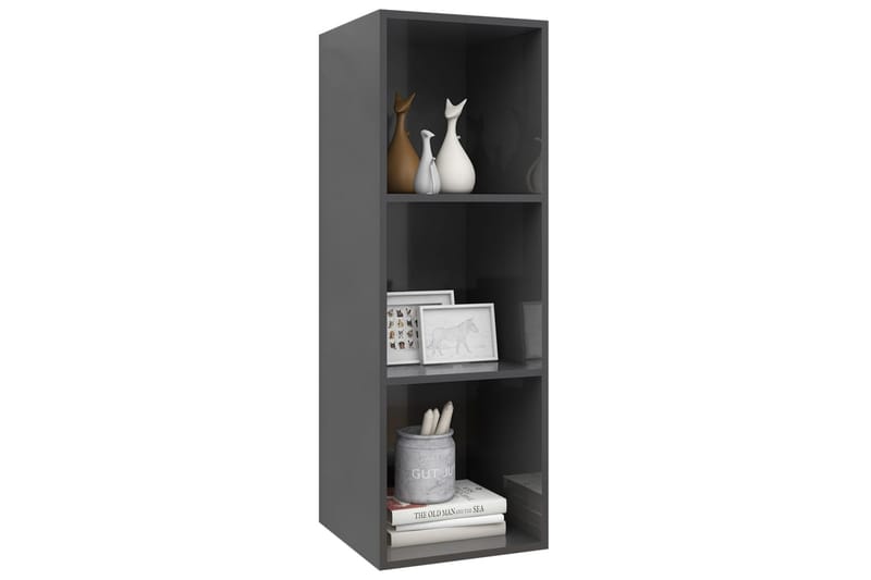 Väggmonterad tv-bänk grå högglans 37x37x107 cm spånskiva - Grå - Möbler - Tv möbel & mediamöbel - TV bänk & mediabänk