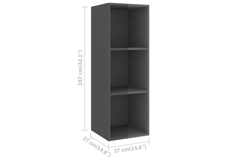 Väggmonterad tv-bänk grå högglans 37x37x107 cm spånskiva - Grå - Möbler - Tv möbel & mediamöbel - TV bänk & mediabänk