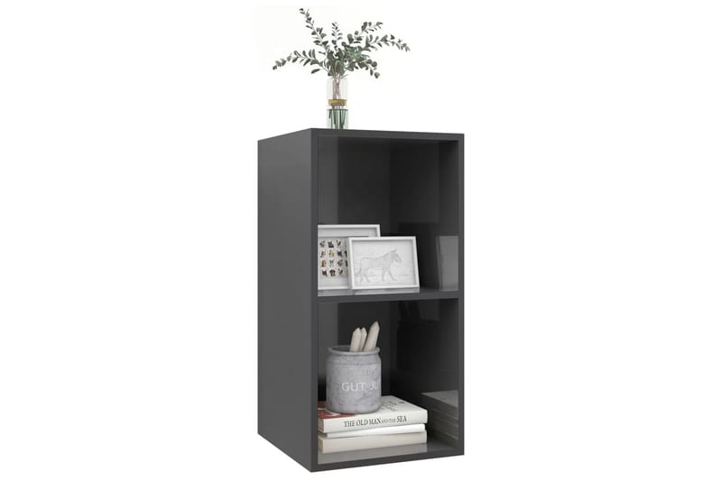 Väggmonterad tv-bänk grå högglans 37x37x72 cm spånskiva - Grå - Möbler - Tv möbel & mediamöbel - TV bänk & mediabänk