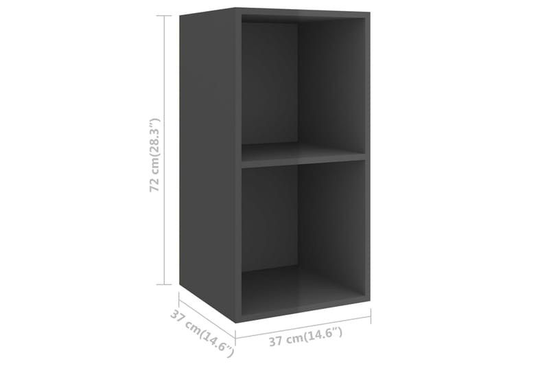 Väggmonterad tv-bänk grå högglans 37x37x72 cm spånskiva - Grå - Möbler - Tv möbel & mediamöbel - TV bänk & mediabänk