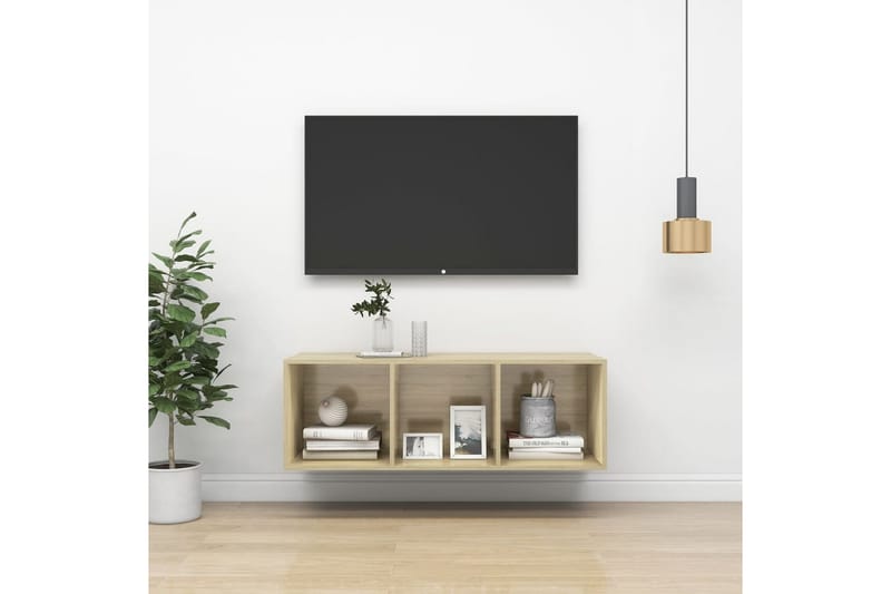 Väggmonterad tv-bänk somona-ek 37x37x107 cm spånskiva - Brun - Möbler - Tv möbel & mediamöbel - TV bänk & mediabänk
