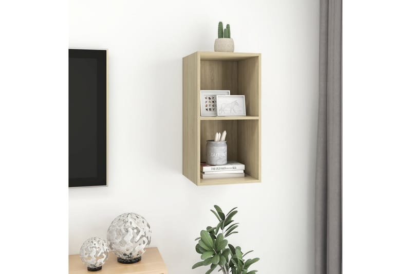 Väggmonterad tv-bänk somona-ek 37x37x72 cm spånskiva - Brun - Möbler - Tv möbel & mediamöbel - TV bänk & mediabänk