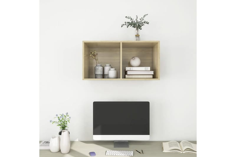 Väggmonterad tv-bänk somona-ek 37x37x72 cm spånskiva - Brun - Möbler - Tv möbel & mediamöbel - TV bänk & mediabänk