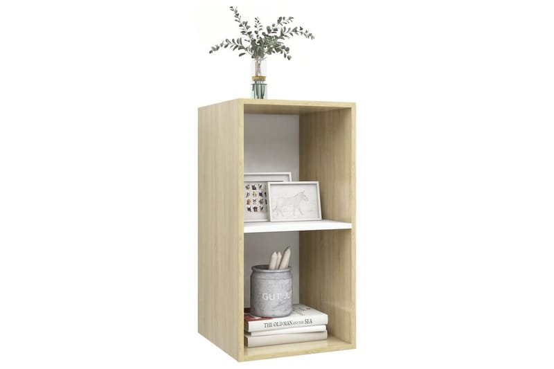 Väggmonterad tv-bänk somona-ek och vit 37x37x72 cm spånskiva - Brun - Möbler - Tv möbel & mediamöbel - TV bänk & mediabänk