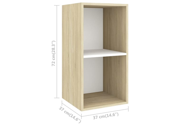 Väggmonterad tv-bänk somona-ek och vit 37x37x72 cm spånskiva - Brun - Möbler - Tv möbel & mediamöbel - TV bänk & mediabänk