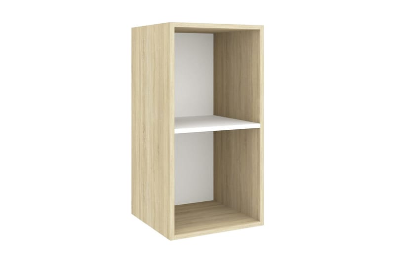 Väggmonterad tv-bänk somona-ek och vit 37x37x72 cm spånskiva - Brun - Möbler - Tv möbel & mediamöbel - TV bänk & mediabänk