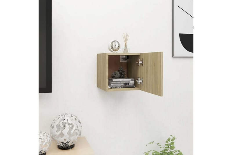 Väggmonterad tv-bänk sonoma-ek 30,5x30x30 cm - Brun - Möbler - Tv möbel & mediamöbel - TV bänk & mediabänk