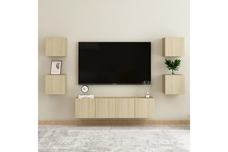 Väggmonterad tv-bänk sonoma-ek 30,5x30x30 cm - Brun - TV bänk & mediabänk