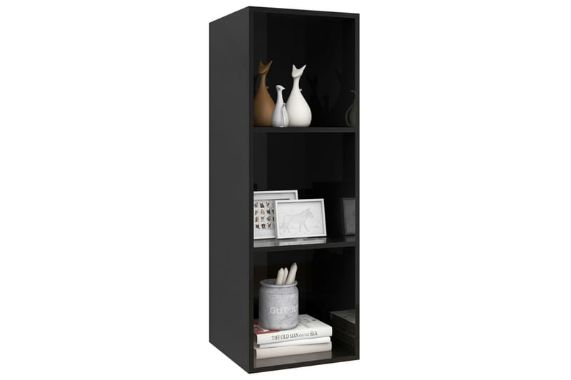 Väggmonterad tv-bänk svart högglans 37x37x107 cm spånskiva - Svart - Möbler - Tv möbel & mediamöbel - TV bänk & mediabänk