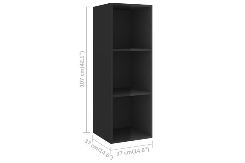 Väggmonterad tv-bänk svart högglans 37x37x107 cm spånskiva - Svart - Möbler - Tv möbel & mediamöbel - TV bänk & mediabänk