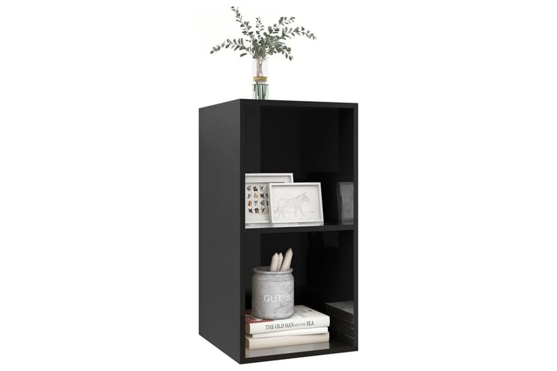 Väggmonterad tv-bänk svart högglans 37x37x72 cm spånskiva - Svart - Möbler - Tv möbel & mediamöbel - TV bänk & mediabänk