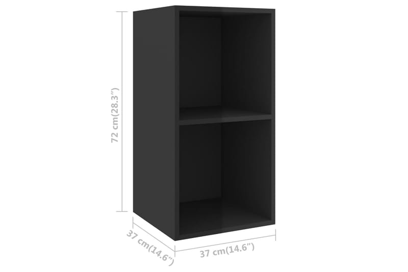 Väggmonterad tv-bänk svart högglans 37x37x72 cm spånskiva - Svart - Möbler - Tv möbel & mediamöbel - TV bänk & mediabänk