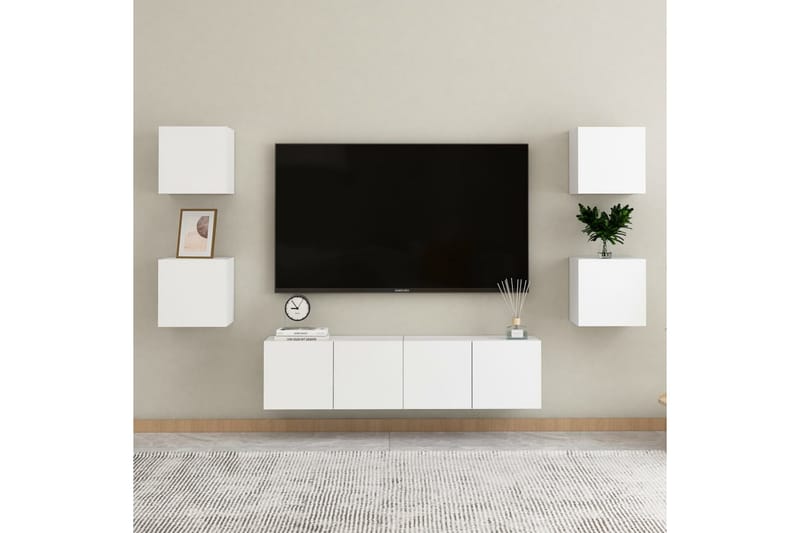 Väggmonterad tv-bänk vit 30,5x30x30 cm - Vit - TV bänk & mediabänk
