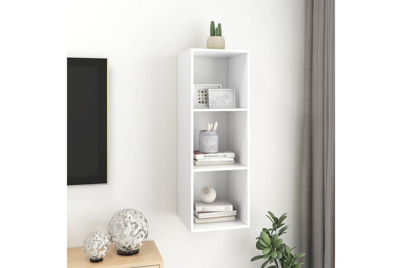 Väggmonterad tv-bänk vit 37x37x107 cm spånskiva - Vit - Möbler - Tv möbel & mediamöbel - TV bänk & mediabänk
