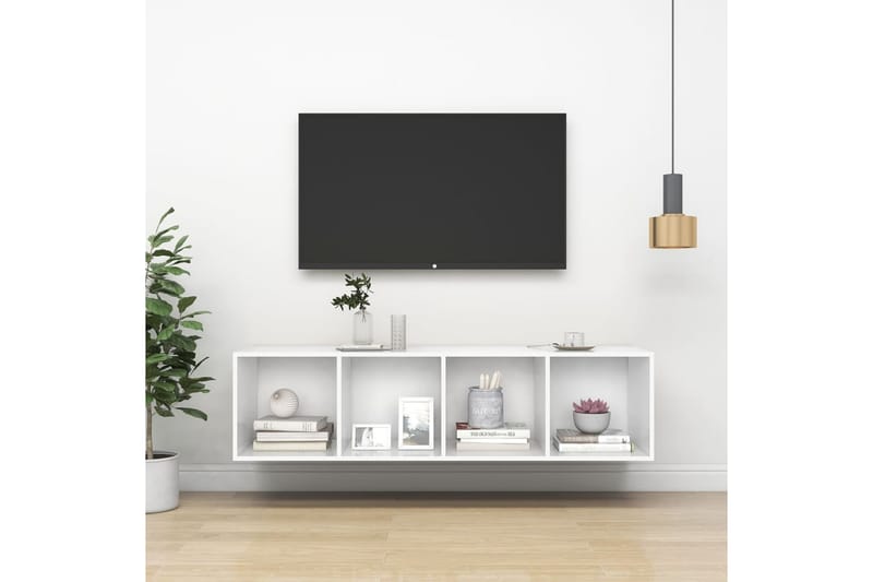 Väggmonterad tv-bänk vit 37x37x142,5 cm spånskiva - Vit - Möbler - Tv möbel & mediamöbel - TV bänk & mediabänk