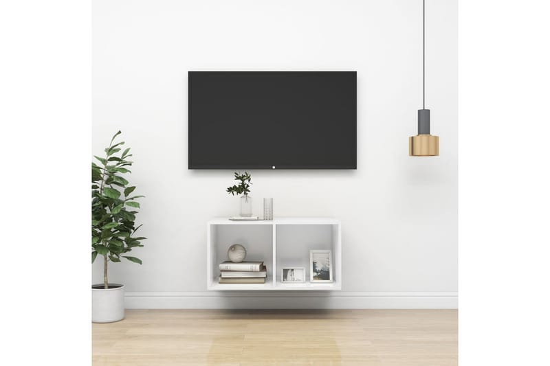 Väggmonterad tv-bänk vit 37x37x72 cm spånskiva - Vit - Möbler - Tv möbel & mediamöbel - TV bänk & mediabänk