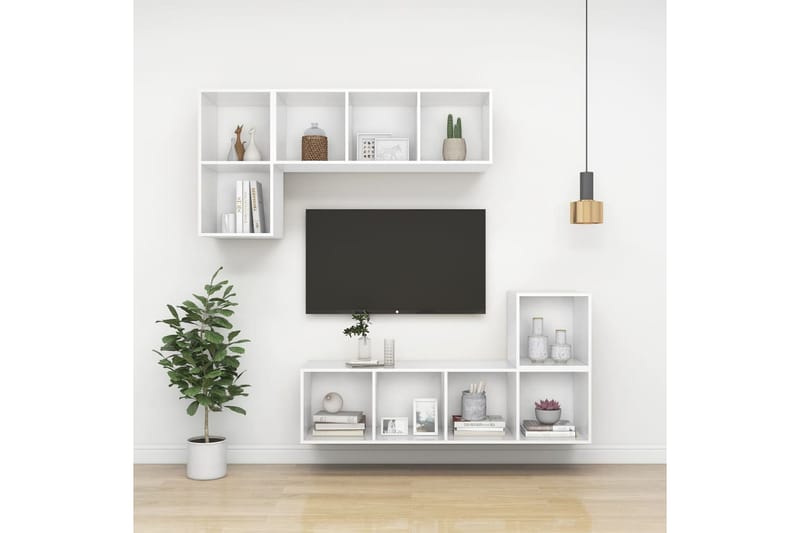 Väggmonterad tv-bänk vit 37x37x72 cm spånskiva - Vit - Möbler - Tv möbel & mediamöbel - TV bänk & mediabänk