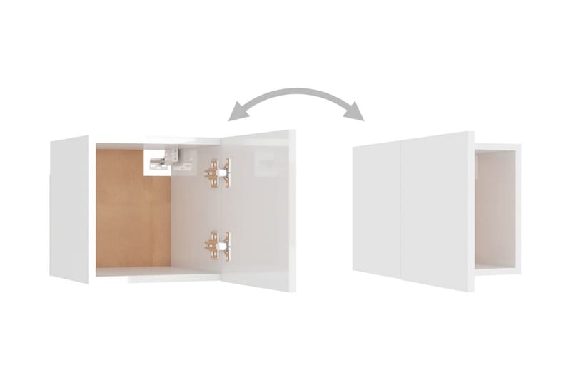Väggmonterad tv-bänk vit högglans 30,5x30x30 cm - Vit - Möbler - Tv möbel & mediamöbel - TV bänk & mediabänk